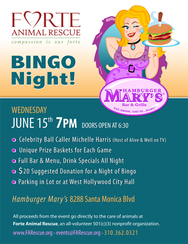 FORTE Animal Rescue Bingo - Wednesday June 15th 7 PM