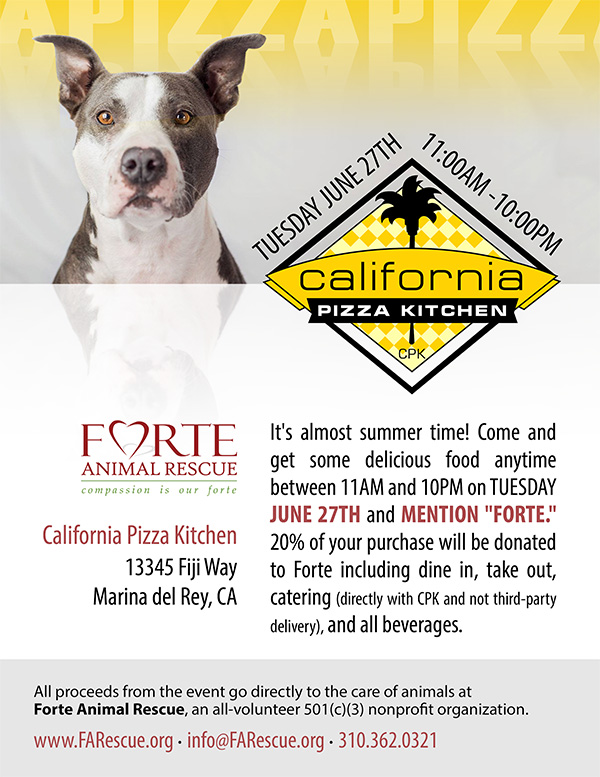 California Pizza Kitchen Fundraiser - Tuesday June 27, 2017
